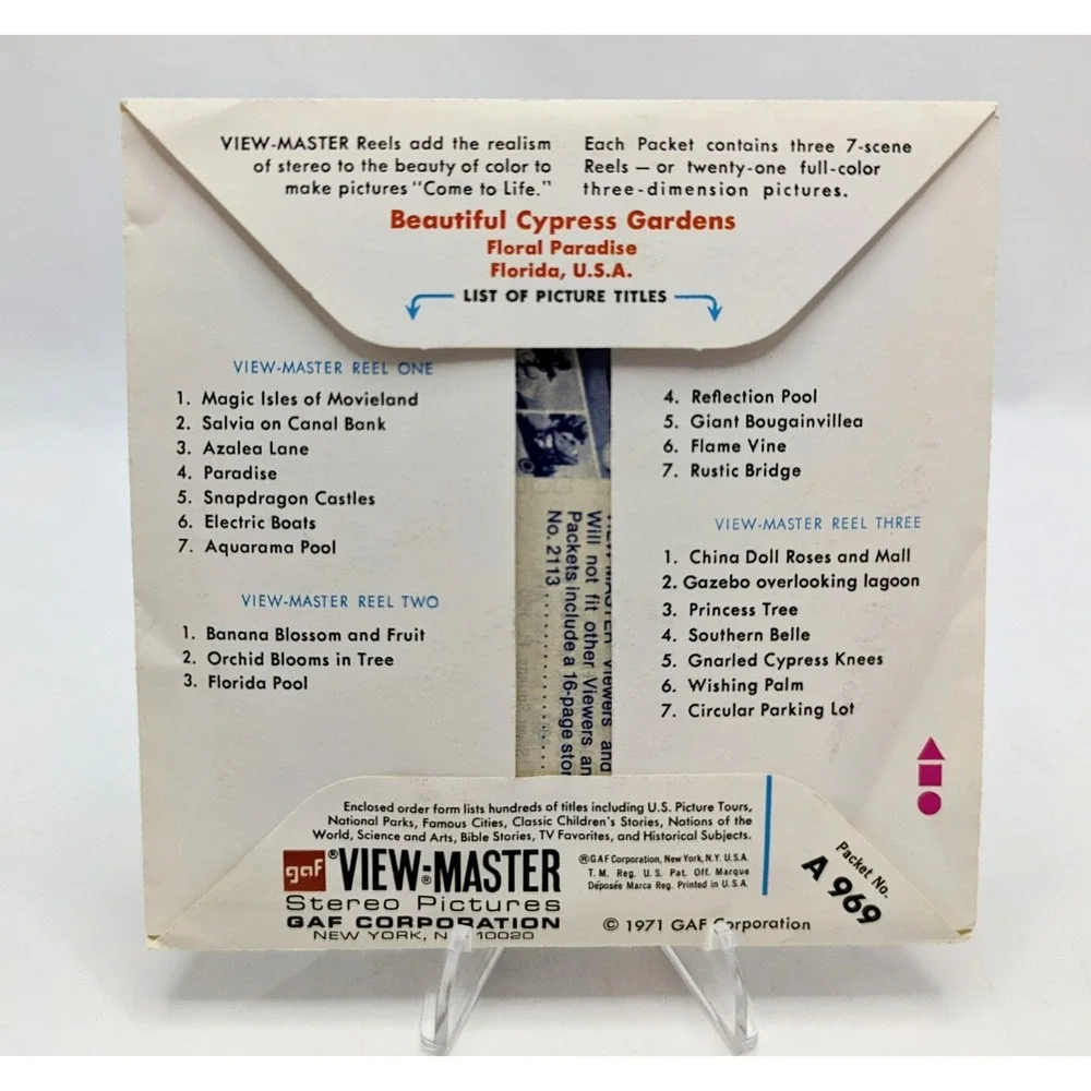 1971 View-Master Cypress Gardens Floral Paradise 3 Reel Pack